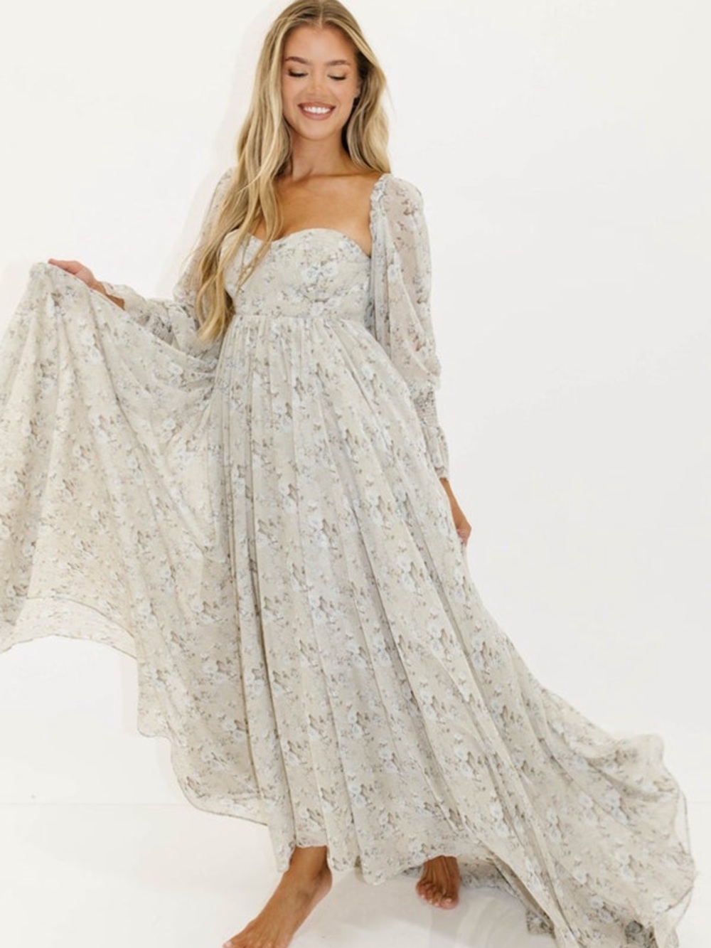 Worth Collective Delilah Maxi Dress in Blue Floral - Picture 4 of 5